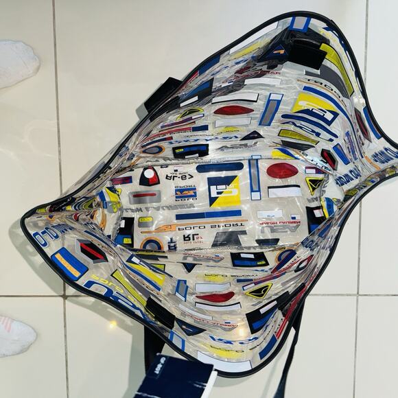Vintage NEW Polo Sport Ralph Lauren XL Clear PVC Racing Jacket Tote Bag Mens Uni - Picture 6 of 8